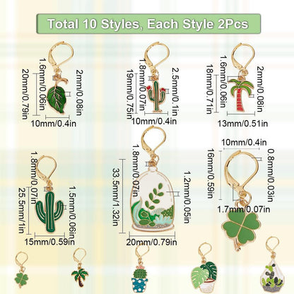 SUNNYCLUE 1 Box 20Pcs Stitch Markers Cute Lobster Clasp Charms Green Plants Cactus Crochet Stitch Marker Removable Knitting Stitch Markers Metal Crocheting Markers for Sewing Weaving Knit Threading