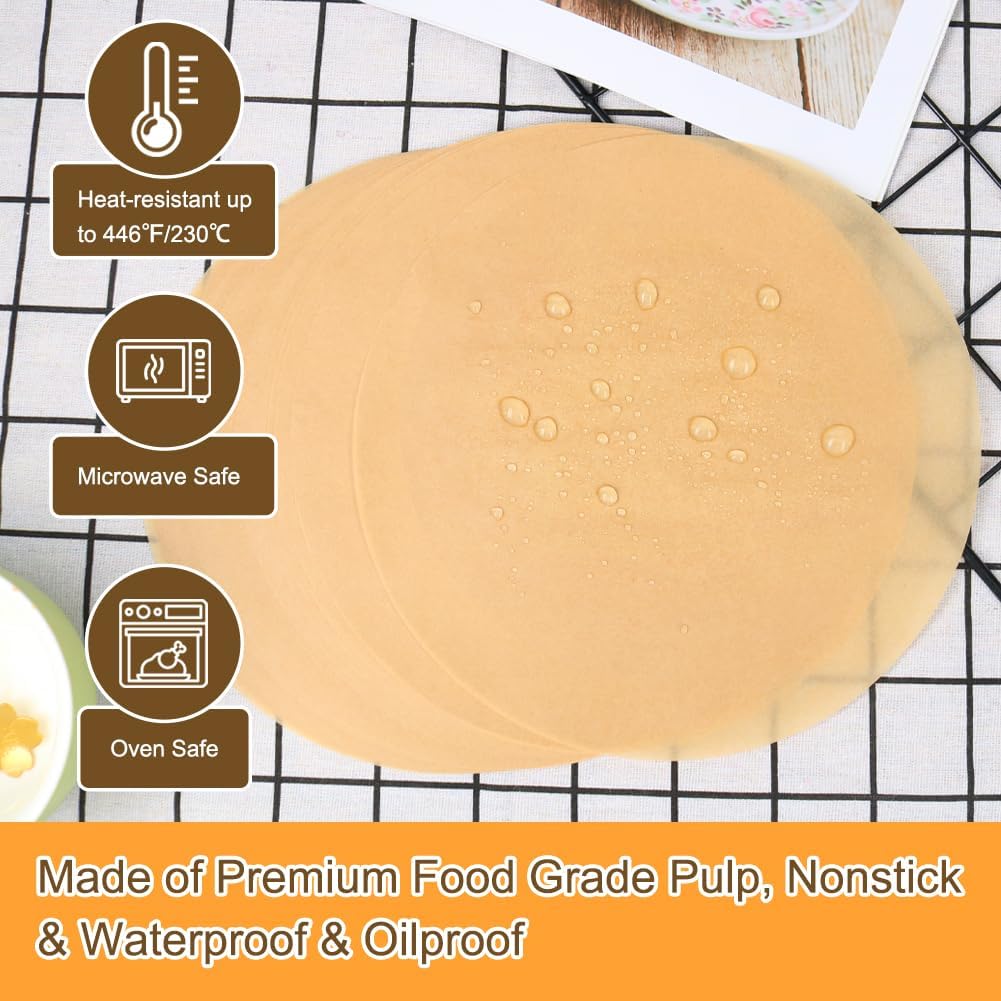 BYKITCHEN Parchment Paper Rounds, Set of 200 Non Stick 9 Inch Pre-Cut Baking Liners for Round Cake Pan