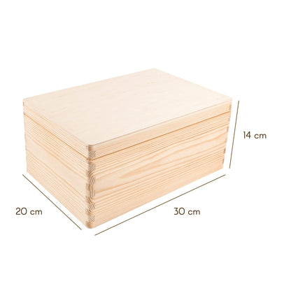 Creative Deco Large Wooden Storage Box with Hinged Lid | 11.8 x 7.87 x 5.51 inches (+-0.5) | Plain Unpainted Unfinished Gift Box for Tool Toy Crafts Jewelry | ROUGH & UNSANDED Wood Keepsake Chest