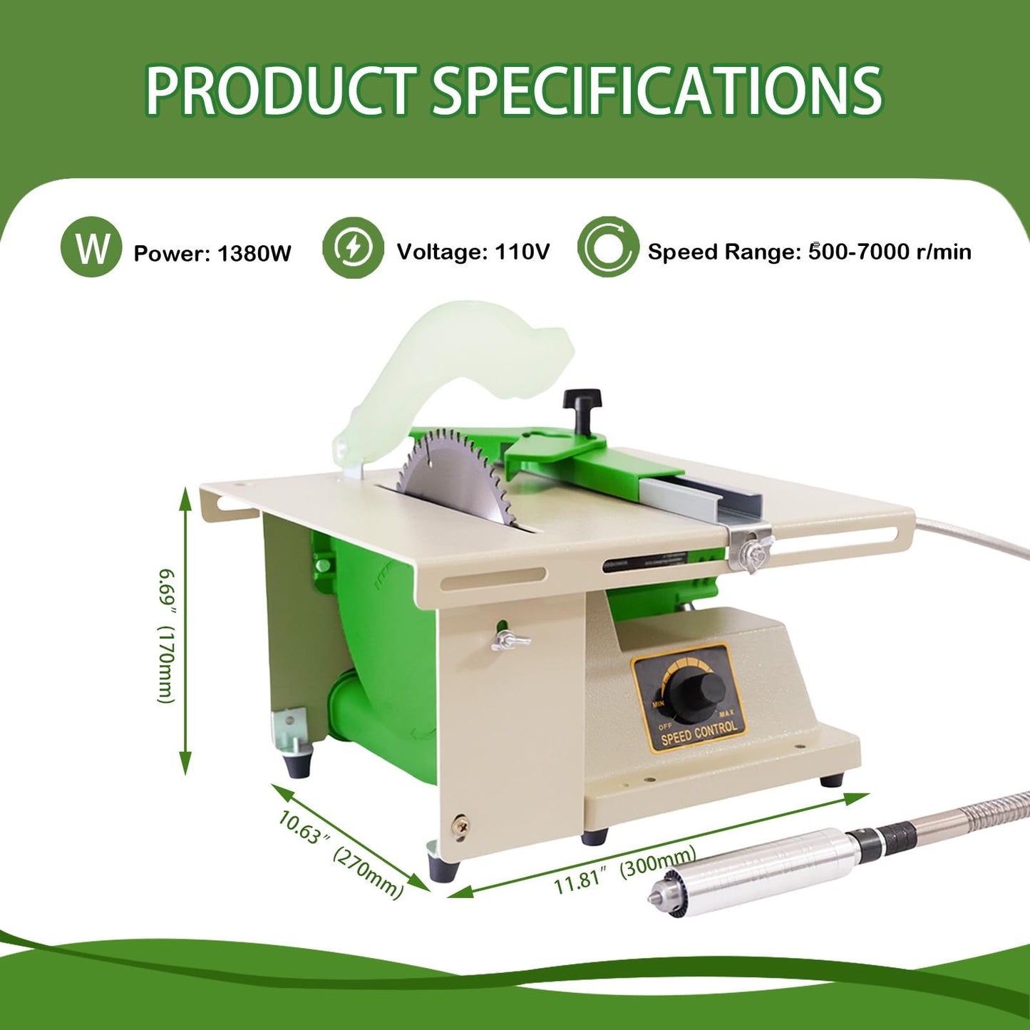 1380W Lapidary Saw Machine, 110V Adjustable Speed Lapidary Equipment with Water Cooling & Flexible Shaft, Gemstone Cutting, Grinding, Polishing for Jewelry DIY, Jade & Agate Craft