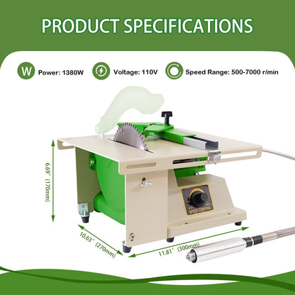 1380W Lapidary Saw Machine, 110V Adjustable Speed Lapidary Equipment with Water Cooling & Flexible Shaft, Gemstone Cutting, Grinding, Polishing for Jewelry DIY, Jade & Agate Craft