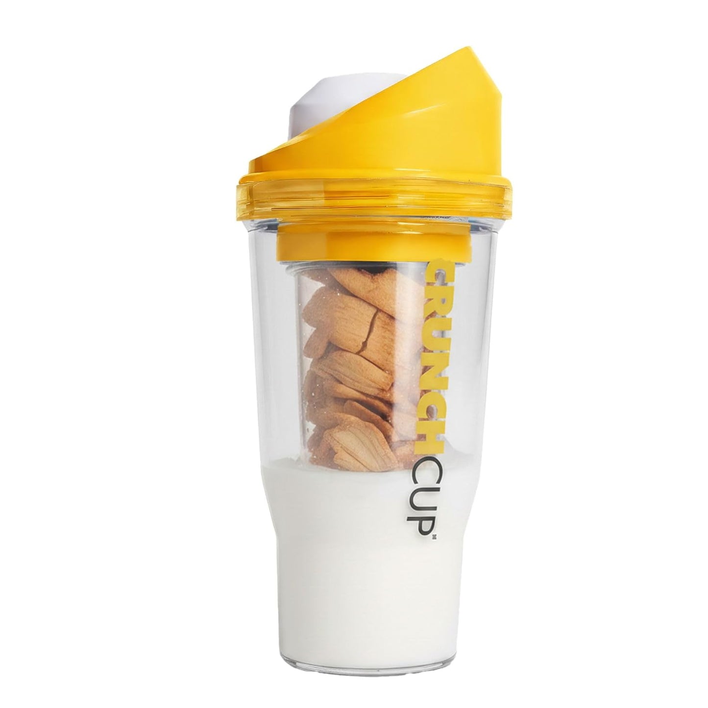 CRUNCHCUP XL - Portable Plastic Cereal Cups for Breakfast On the Go, To Go Cereal and Milk Container for your favorite