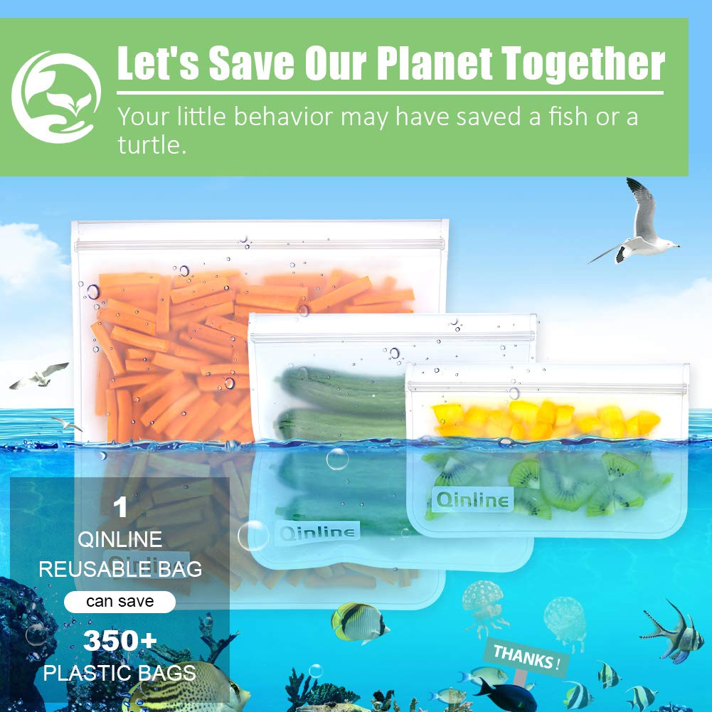 Reusable Food Storage Bags - 24 Pack Freezer Bag, Reusable Bags Silicone, Extra Thick Leakproof Lunch Bag