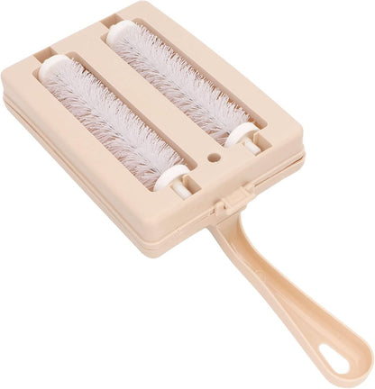 Handheld Carpet Debris Sweeper Brush with Double Rollers, Dust Cleansing Brush for Bed Sofa Furniture Clothes