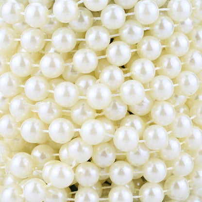 Ltvystore 10 mm Roll Large Beige Pearls String Faux Crystal Beads for Party Garland Wedding Centerpieces Bridal Bouquet Crafts Decoration-10M Length