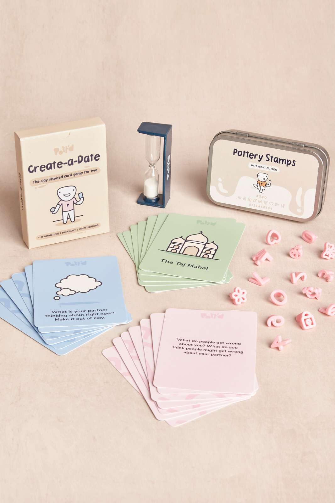 Pott'd Air Dry Clay for Adults Date Night Special Edition. Beginners Home Pottery Kit. DIY Craft Kit for Adults. Kit Includes: Air-Dry Clay, Tools, Paints, Brushes, Sealant, How-to-Guides