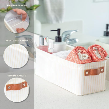 2 Pack, Closet OrganiHaus Narrow Fabric Storage Baskets Narrow Storage Bins for Shelves, Storage Bins for Pantry