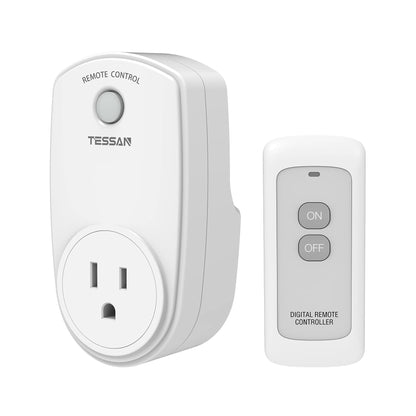 3 Pack Remote Control Outlet, TESSAN Wireless Electrical Plug Switch for Lights, Lamps, Fans, 100ft RF Range Indoor On/Off Switch, 1200W (1 Remote + 3 Outlet)