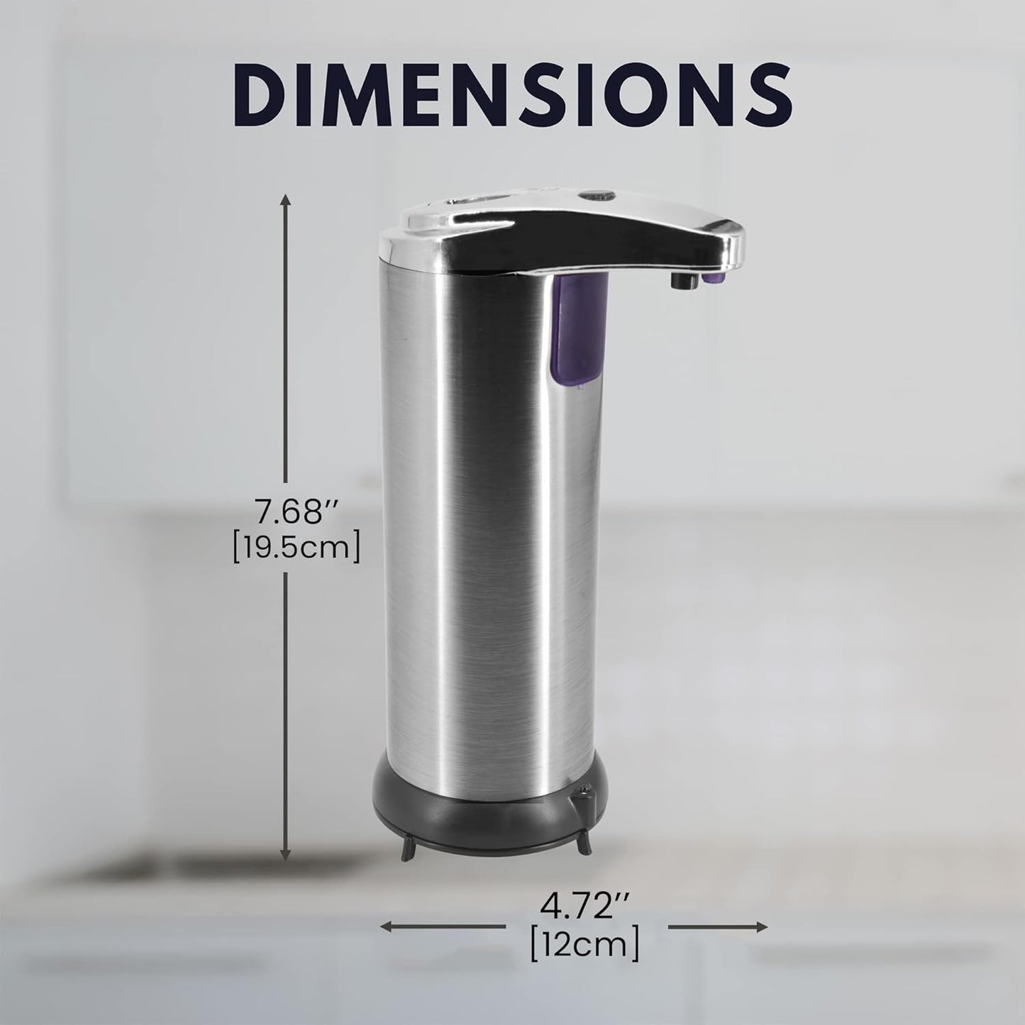 Touchless Hand Sanitizer Dispenser, Automatic Refillable Battery Operated Dispenser for Liquid Soap for Home and Office