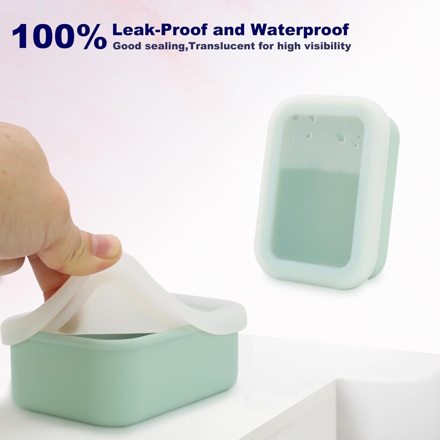 Leak Proof Travel Soap Case, Silicone Soap Container with Drainage Layer, Shatterproof Holder for Travel, Camping, Gym