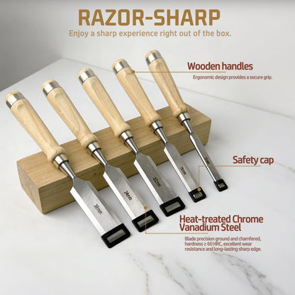 Pansente 8 Pieces Wood Carving Kit, 1/4"~1.5" Chisel Set, Includes a Storage Box and Whetstone Set, Specifically Designed for Craftsmen, Carpenters, and Artisans.