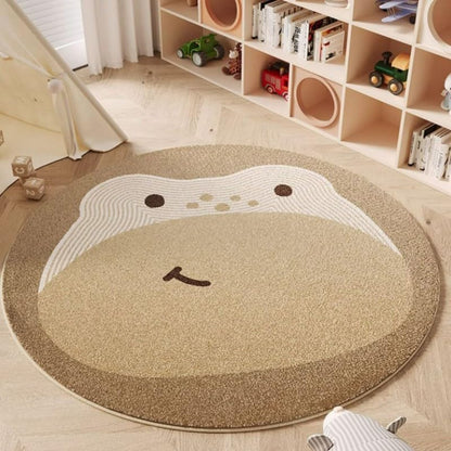 Poowe Rug,47.2" Cute Animals Kids Room Round Washable Area Rugs Nursery Rug for Baby Boys Girls Play Mat Floor Carpet