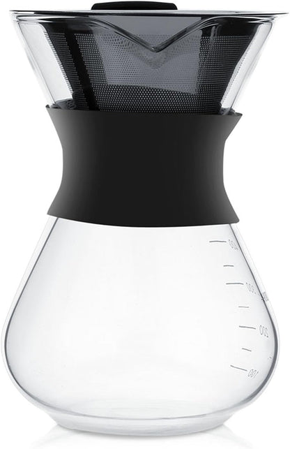 Manual Hand Drip Coffee Maker, Glass Pot with Stainless Steel Filter, Chemex Kaffeekaraffe 400 Drip Coffee