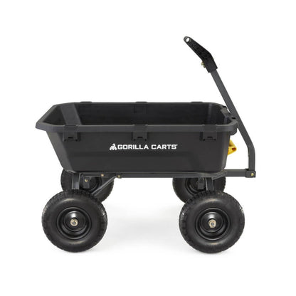 Gorilla Carts 7GCG-NF Heavy-Duty Poly Dump Garden Cart with No-Flat Tires, 7 Cubic Feet, 1200-Pound Capacity, Black, Amazon Exclusive