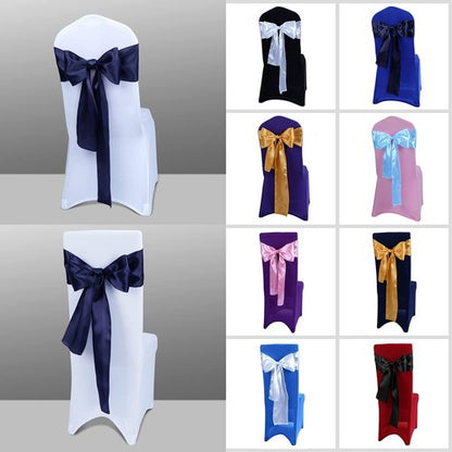 Babenest Satin Chair Sashes - Upgraded 50 Pcs Ribbons & Bows for Weddings & Events | Navy Blue