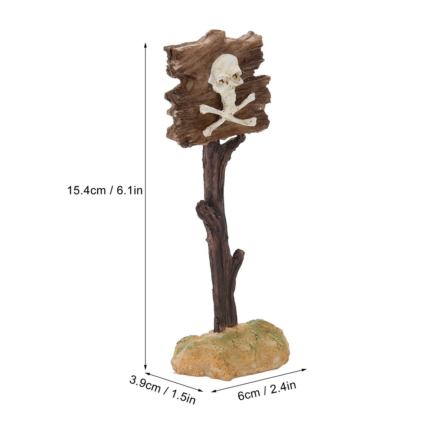 GLOGLOW Aquarium Decor, Resin Skeleton Warning Sign Ornament for Fish Tank Accessories with Unique Theme Design for Aquatic Plants and Creative Underwater Scenes