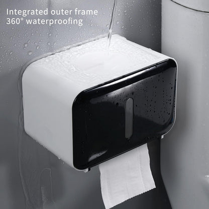 2026 Upgraded Toilet Paper Holder for Wall – Adhesive, No Drilling – Fits Standard Rolls Up to 5.1" Diameter – 11LBS Capacity, 15oz Thickened ABS, 8.3" Wide Shelf – Waterproof for Bathroom, RV, Black