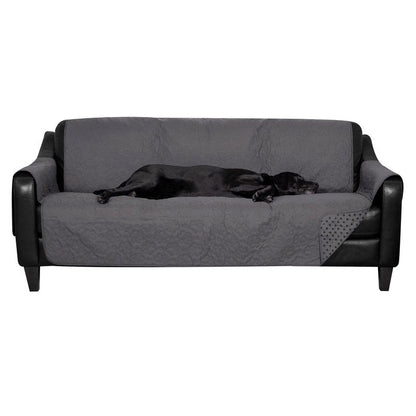 Furhaven Waterproof & Non-Slip Large Sofa/Couch Cover Protector for Dogs, Cats, & Children - Quilted Paw Print Living Room Furniture Cover - Gray, Large Sofa