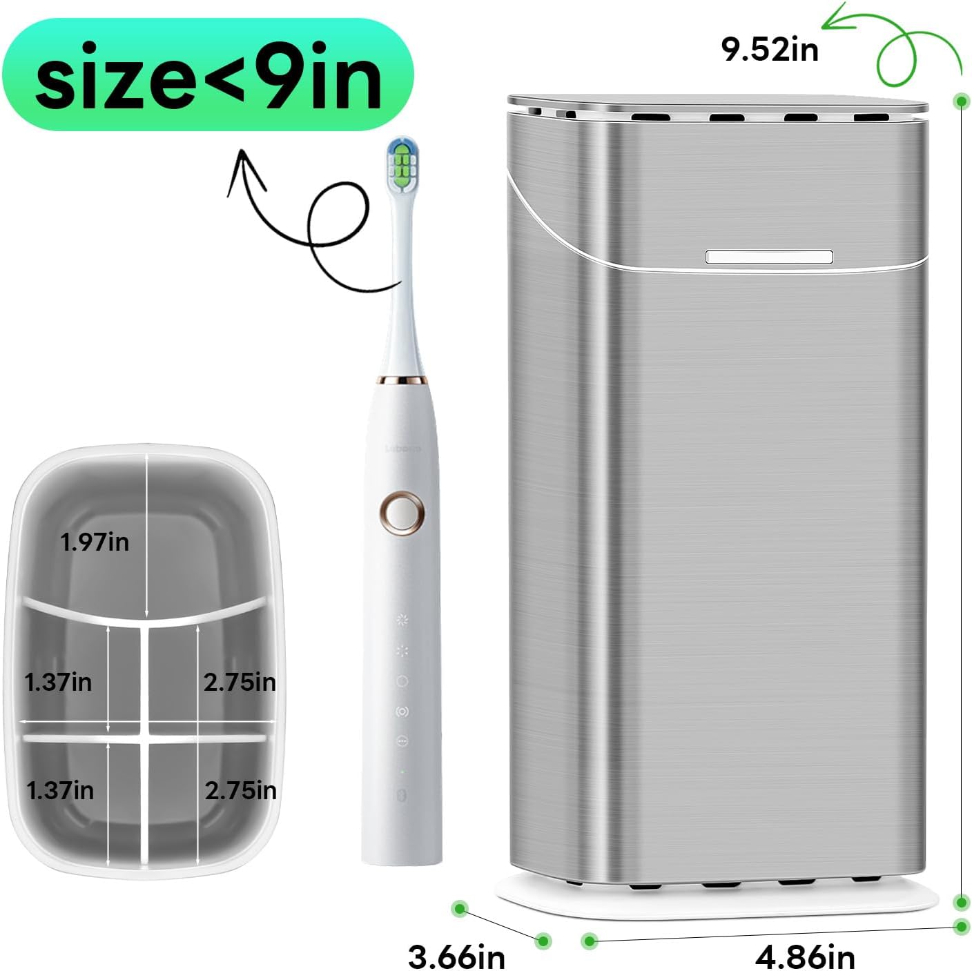 9 inches, 5 GFWARE Toothbrush Holders with Cover - Electric Toothbrush Length Less Than Slots Tooth Brush Holder
