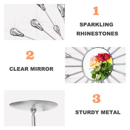 ZEXUIRU 2 Set Starburst Candle Sconces for Wall Decor Living Room Bedroom Dining Room Metal Bling, Crystal, Mirrored Modern Wall-Mounted Candle Sconce Holders Hanging Decor-Silver 13in