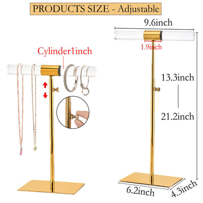 MCKECHSION Acrylic Jewelry Towers - Stainless Steel Long Necklace Stand, Adjustable Height Tabletop Jewelry Organizer for Home & Boutique