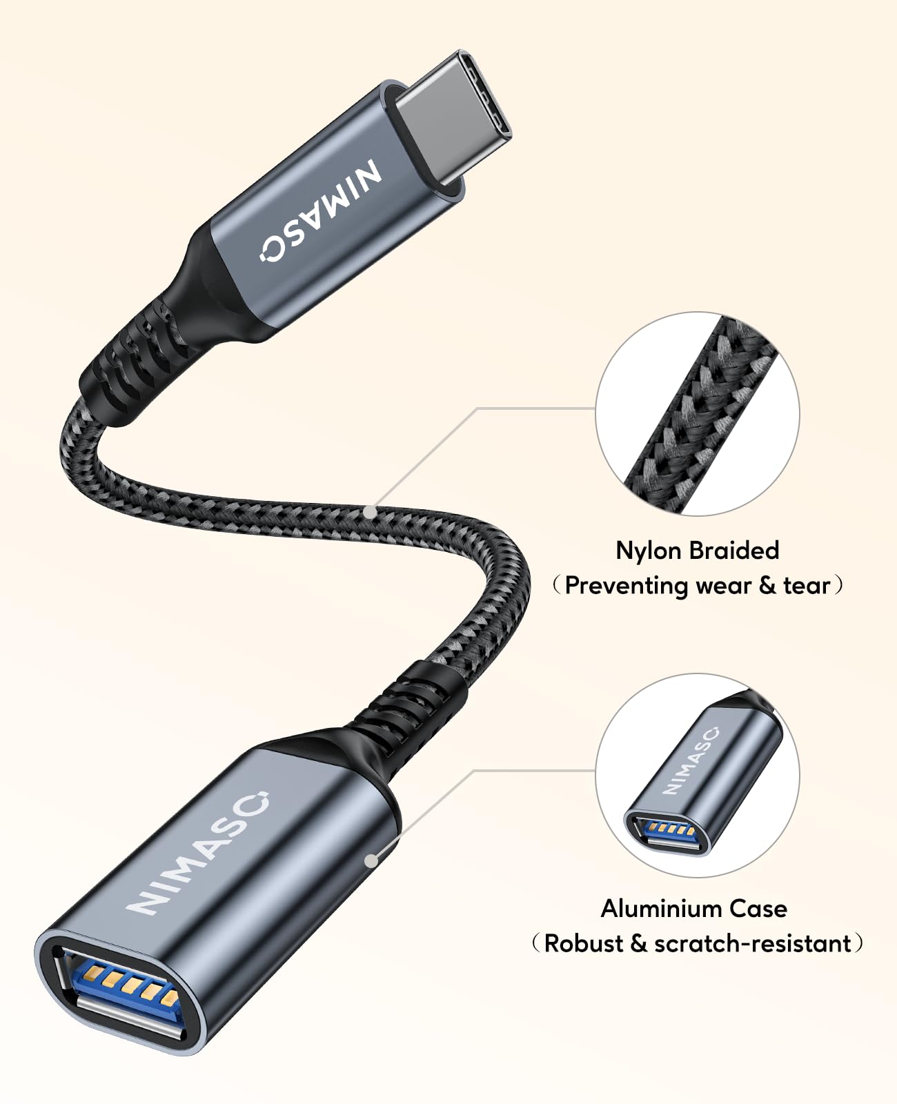 USB C to USB 3.0 Adapter [2 pack],NIMASO USB-C to USB,Thunderbolt 3 to USB Adapter OTG Cable for Macbook Pro/Air 2020/2018,iPad Pro 2020,Galaxy S20 S20+,Google Pixel and More