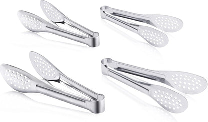 4 Pack Buffet Tongs - Stainless Steel Serving Tongs, 7 Inch and 9 Inch Serving Utensils