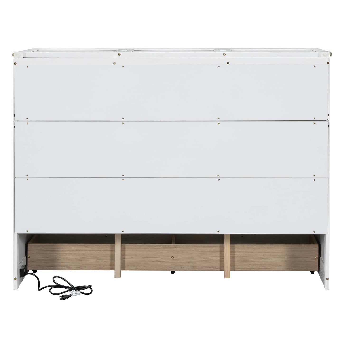 Bellemave Queen Murphy Bed Cabinet Bed, Solid Murphy Bed with Storage Drawer, Queen Size Bed with USB Ports, Chest Wall Bed with Drawer (White, Queen)