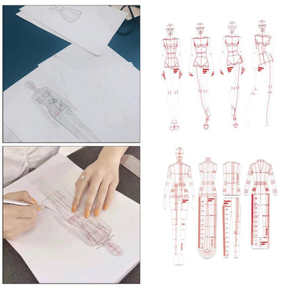 DYNWAVE 8 Pcs French Curve Template Ruler Set,Sewing Humanoid Patterns Design for Dressmaking, Tailoring, Fashion Designing