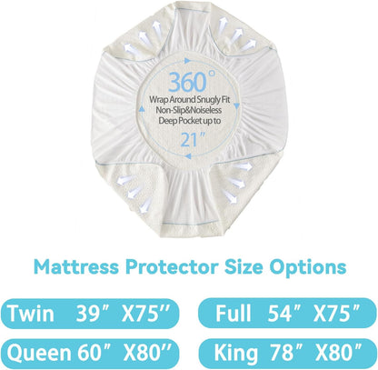BedTreat Waterproof Mattress Protector Full Size Bed Cooling Mattress Cover, Breathable Noiseless Washable Bed Pad