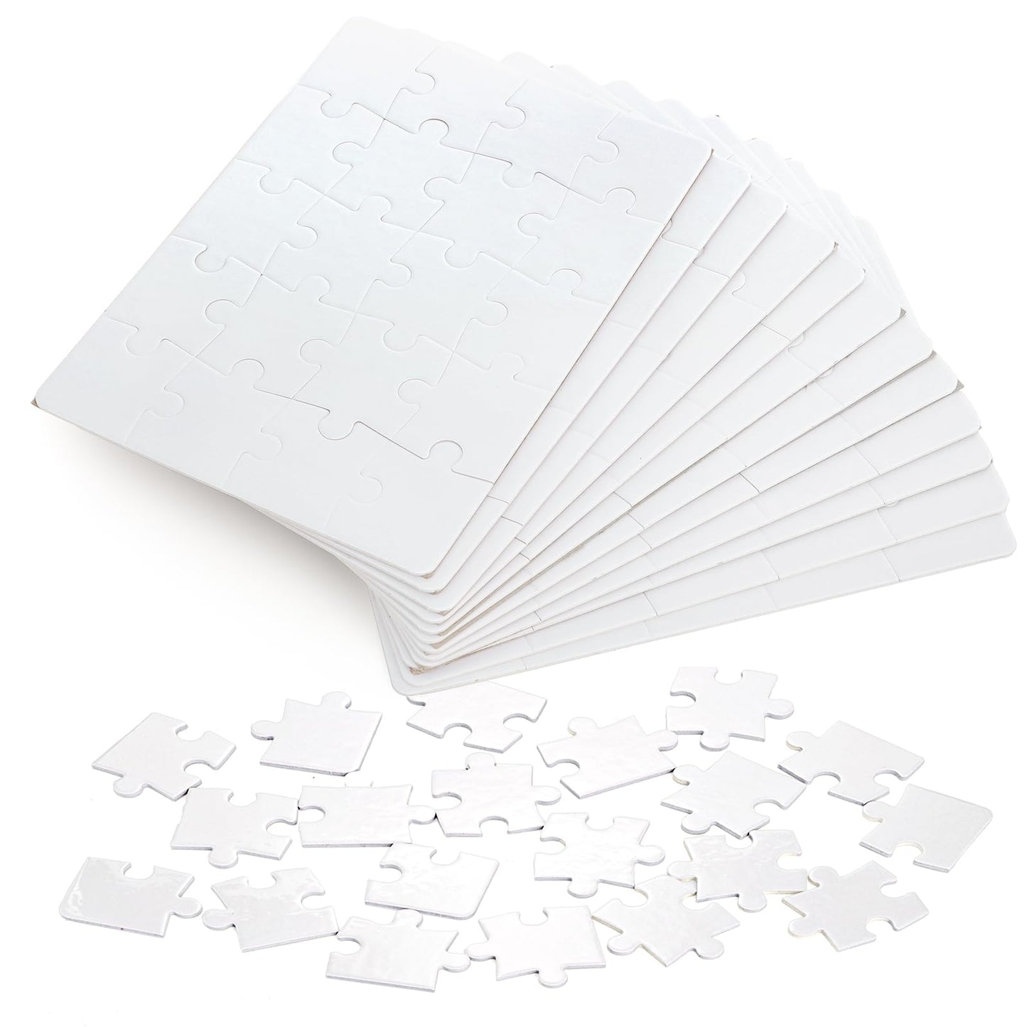 Tlence 24 Sets Blank Sublimation Puzzle, A5 Size 20 Pieces White Jigsaw Puzzles, Heat Press Thermal Transfer Puzzle Bulk, DIY Custom Printing Craft Arts for Handmade Supplies Party Decorating
