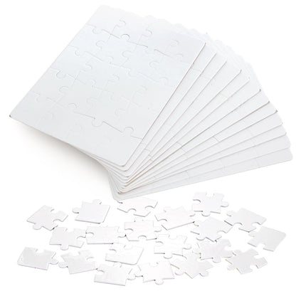 Tlence 24 Sets Blank Sublimation Puzzle, A5 Size 20 Pieces White Jigsaw Puzzles, Heat Press Thermal Transfer Puzzle Bulk, DIY Custom Printing Craft Arts for Handmade Supplies Party Decorating