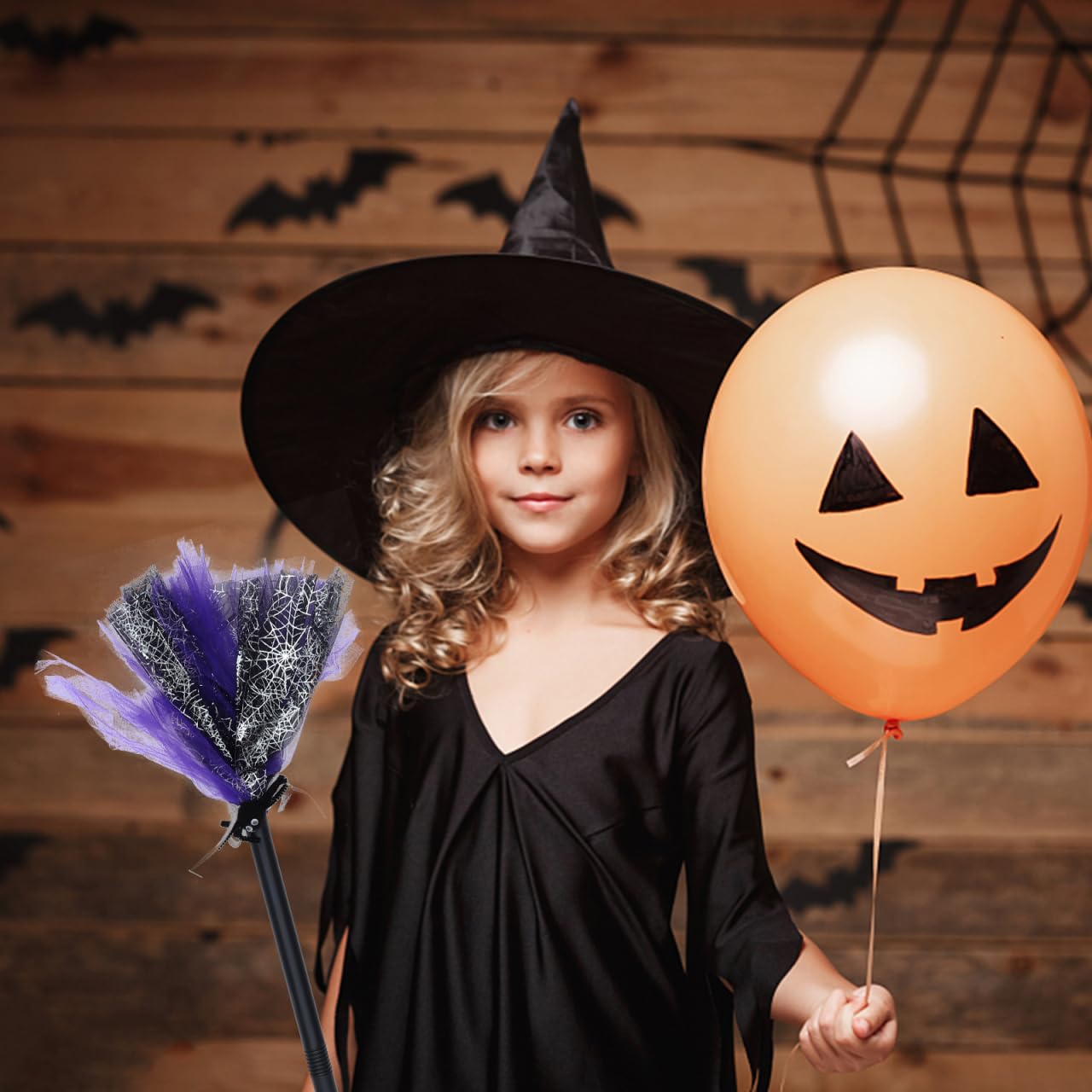 Purple Wizard Broom for Halloween Decorations 76cm Plastic Witch Broomstick Prop for Party Cosplay Wizard Flying Stick for Teens Adults Halloween Party Cosplay Supplies