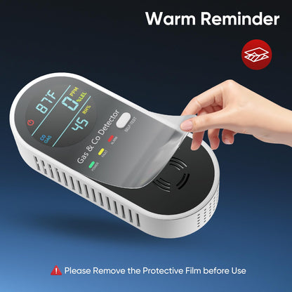 4-in-1 Upgraded Natural Gas Leak Detector and Carbon Monoxide Detectors, Dual Sensor Gas Leak Detector & Carbon Monoxide Detectors Plug in (Temperature & Humidity) for Home, RV (Black)