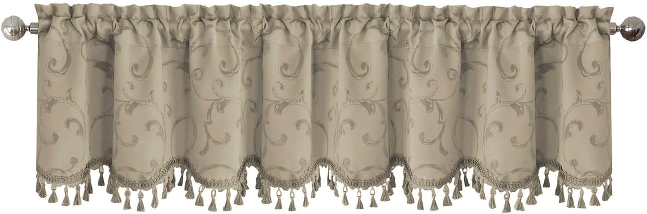 Elrene Home Fashions Mia Jacquard Scroll Blackout Valance, 52" x 19" (1 Valance)