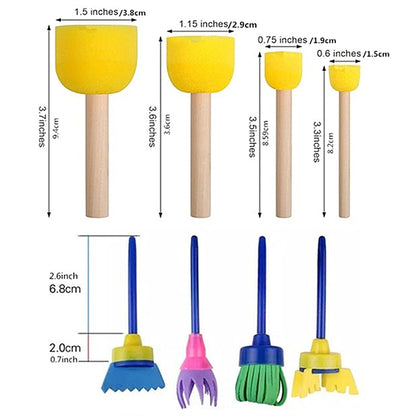 25pcs Screen Printing Squeegees with Flower Round Sponges Brush Set for Chalk Paste/Wood Burning/Craft Paint Tools, Self-Adhesive Stencil Rubber Mini Squeegee for Transfer Chalk Paint Stencil Ink