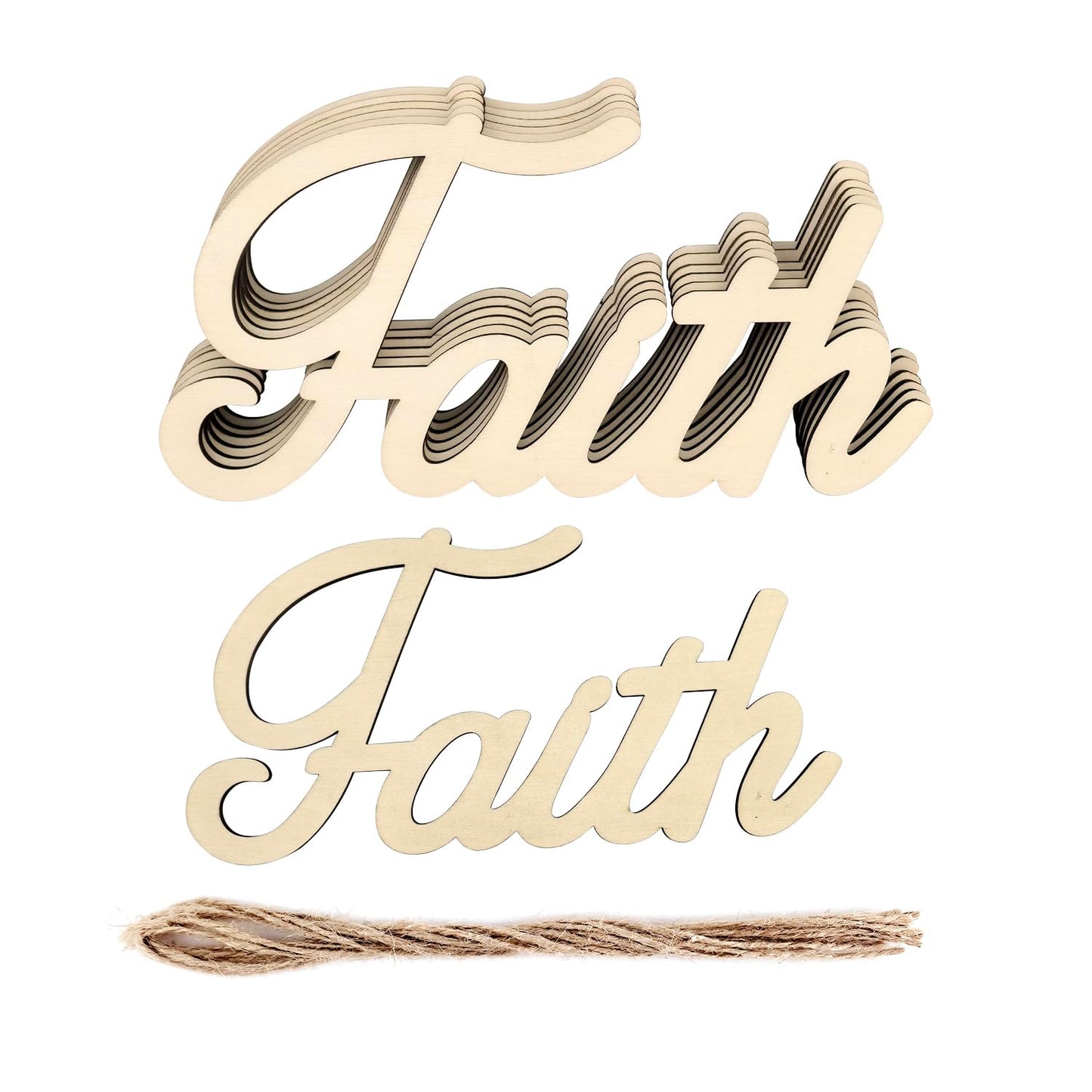 6 Pack 8 Inch Wood Faith Letters Cutouts Wood Faith Signs Wooden Faith Hanging Ornaments DIY Faith Wall Decor for Home Party Decoration