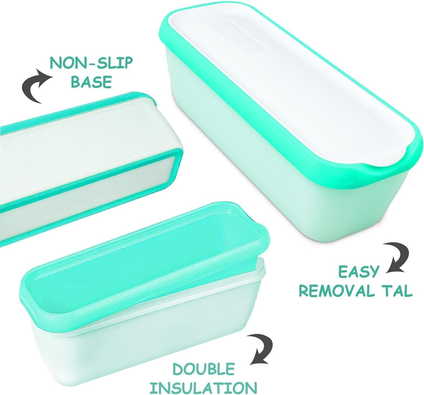 KisSealed 4 Pack Tubs,1.5 Ice Cream Containers,Reusable Homemade Ice Cream Qt Storage Freezer Ice Cream Container
