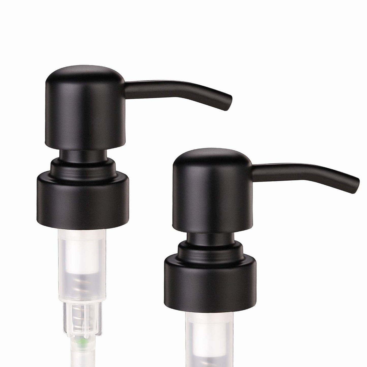 2 Pack Thick Amber Glass Pint Jar Soap Dispenser with Matte Black Stainless Steel Pump, 16ounce Boston Round Bottles Dispenser with Rustproof Pump for Essential Oil, Lotion Soap