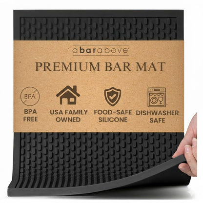 Premium A Bar Above Heavy Duty Bar Mat, Food Safe Silicone Mat, Mats for Bartending and Coffee, Commercial Strength Bartender Accessories, Dish Drying Mats for Kitchen Counter, Barista Accessories