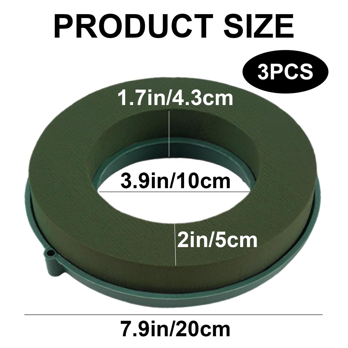 3 PCS Flower Foam Ring, 8 Inch Round Floral Foam Green Floral Foam Blocks Oasis Wet Floral Foam Wreath Flower Arrangements for Wedding, Birthdays, Party Decoration