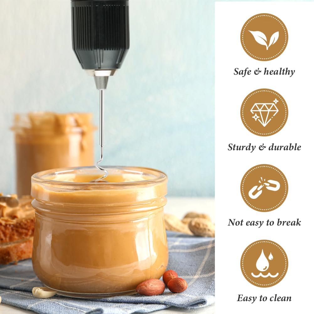 homfanseec Tool(11.81inch) Peanut Butter Stirrer Stainless Steel,Peanut Butter Mixer Hand Crank, Peanut Butter Stirrer