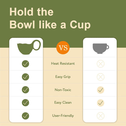 Date Night Challenge 8) Handmade Ceramic Soup Bowls with Handles - Microwave & Dishwasher Safe, Easy-Grip Design