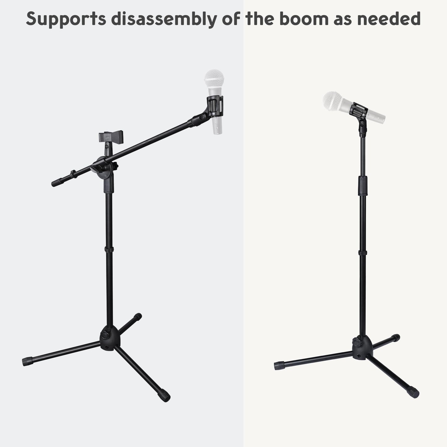AW 12pcs Boom Mic Stand Floor Adjustable Height Mic Tripod Stand w/ 2 Mic Clip Holder Foldable Microphone Holder for Singing Live Stream Stage Studio