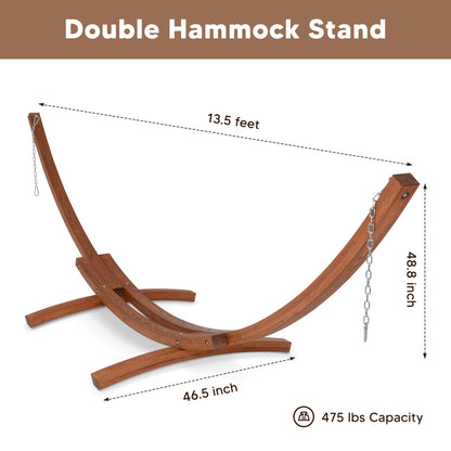 SUNCREAT Hammocks Double Hammock with Wooden Stand Included, Outdoor Hammocks for Outside, 475 lbs Capacity, Dark Gray