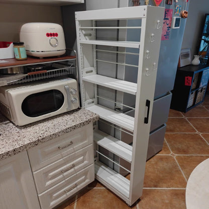 5-Tier Rolling Spice Rack Cart - Slim Metal Storage with Wheels, Narrow Kitchen & Utility Shelf, Perfect for Dining Room & Bakery Organization (9.8"x17.7"x72.6")