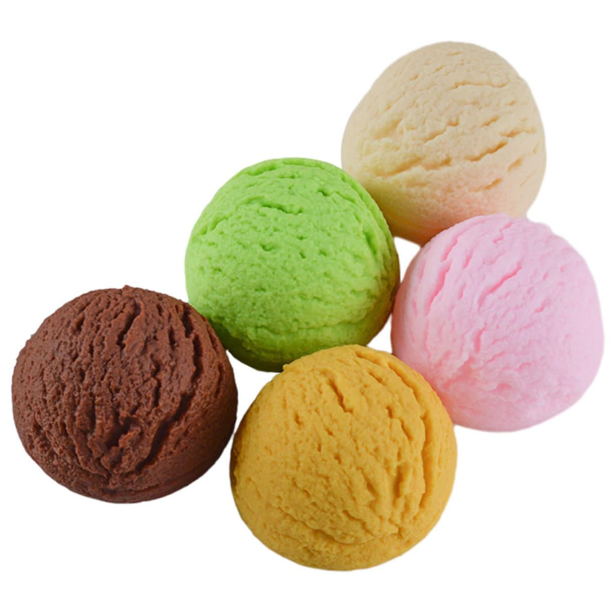 TOYANDONA 5Pcs Simulated Ice Cream Balls Realistic Fake Ice Cream Props for Photography Display and Shop Decor Lifelike Model Toy Food 2.16X2.16X1.25In