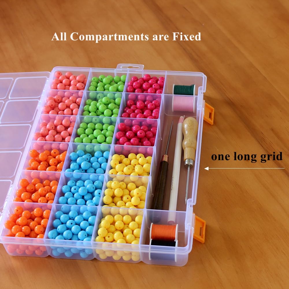 BangQiao 4 Pack Fixed 21 Grids Clear Plastic Storage Box, Transparent Organizer Container Case for Small Parts, Bead, Button, Jewelry, Diamond, Craft Supplies,Sewing Kit, DIY Accessories