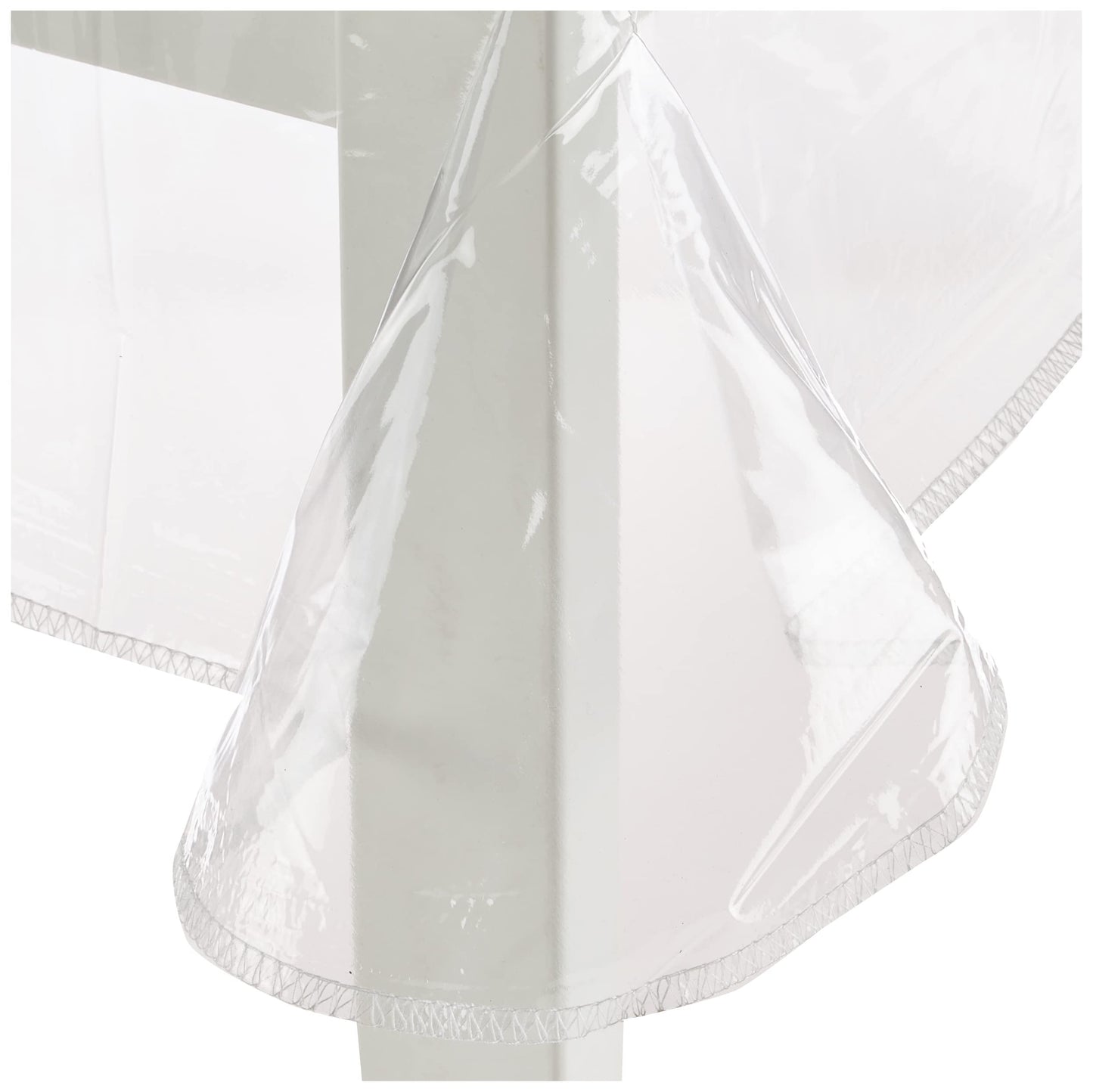 Soleil d'ocre Square Tablecloth 180 x 180 cm Crystal, Polyvinyl Chloride (PVC), Transparent/Green