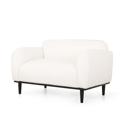 Christopher Knight Home 50" Bouclé Fabric Loveseat Sofa, Modern Upholstered Accent Chair with Armrest & Solid Wood Legs, Deep Seat Oversized Comfy Couch Reading Chair for Living Room Apartment, White